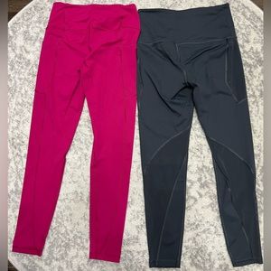 Lot of 2 Victoria Sport Knockout Tights size S, Fuchsia and Gray/Blue with mesh